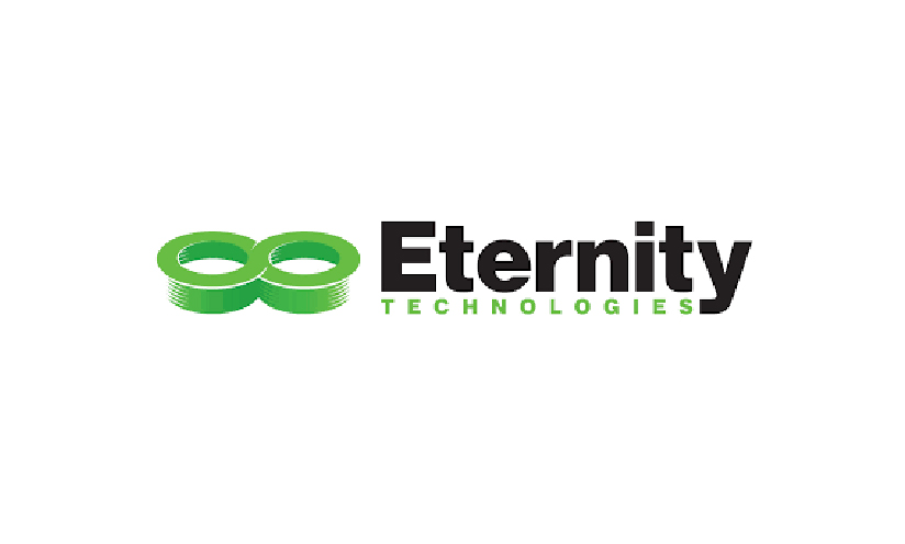 white backround with black text of eternity logo