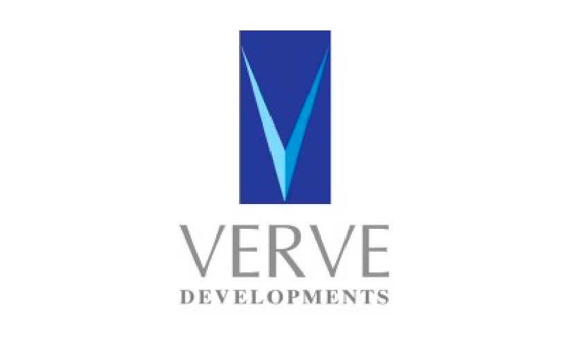 blue backround with light blue text of verve logo