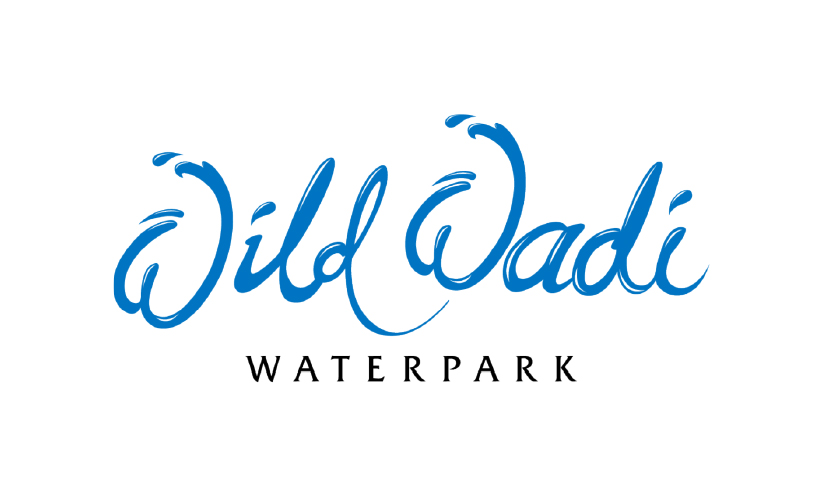 white backround with blue color text of wild wadi logo