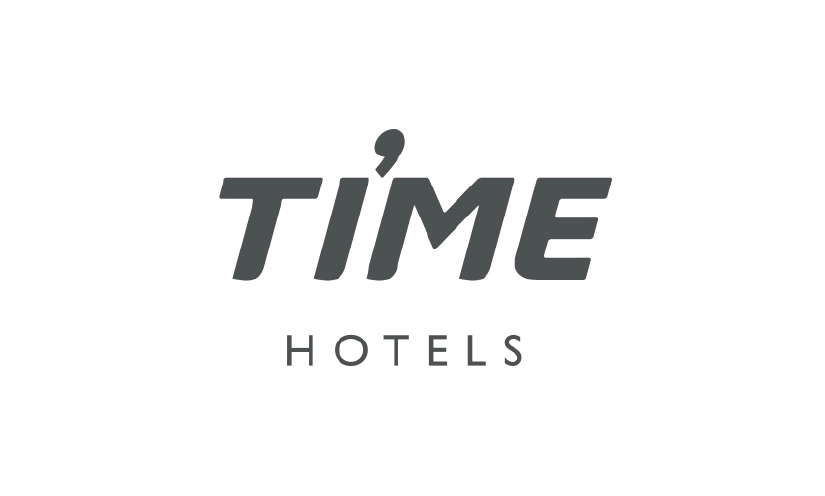 white backround with violet text of timem hotels logo